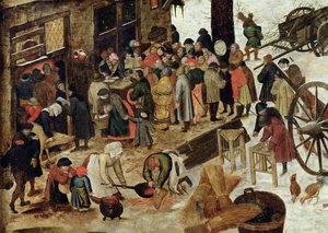 El pago del diezmo, o El censo en Belén, (detalle), después de 1566 de Pieter Brueghel the Younger